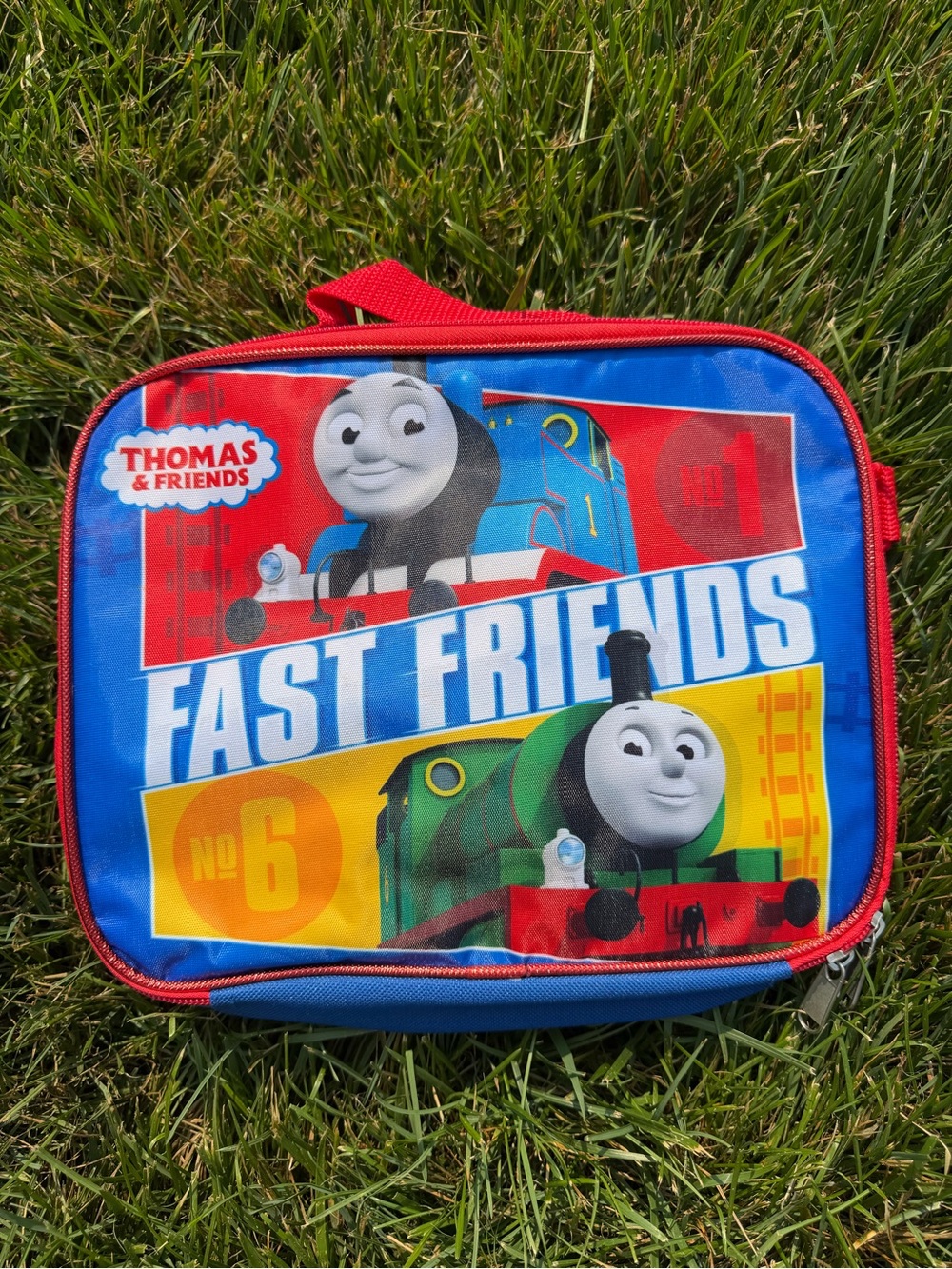 2019 Thomas & Friends Blue, Red and Yellow 'Fast Friends' Kids Lunch Bag